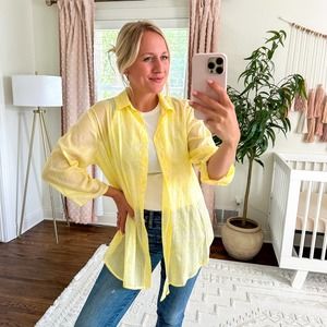 Antica Sartoria by Giacomo Cinque Button Front Blouse Yellow